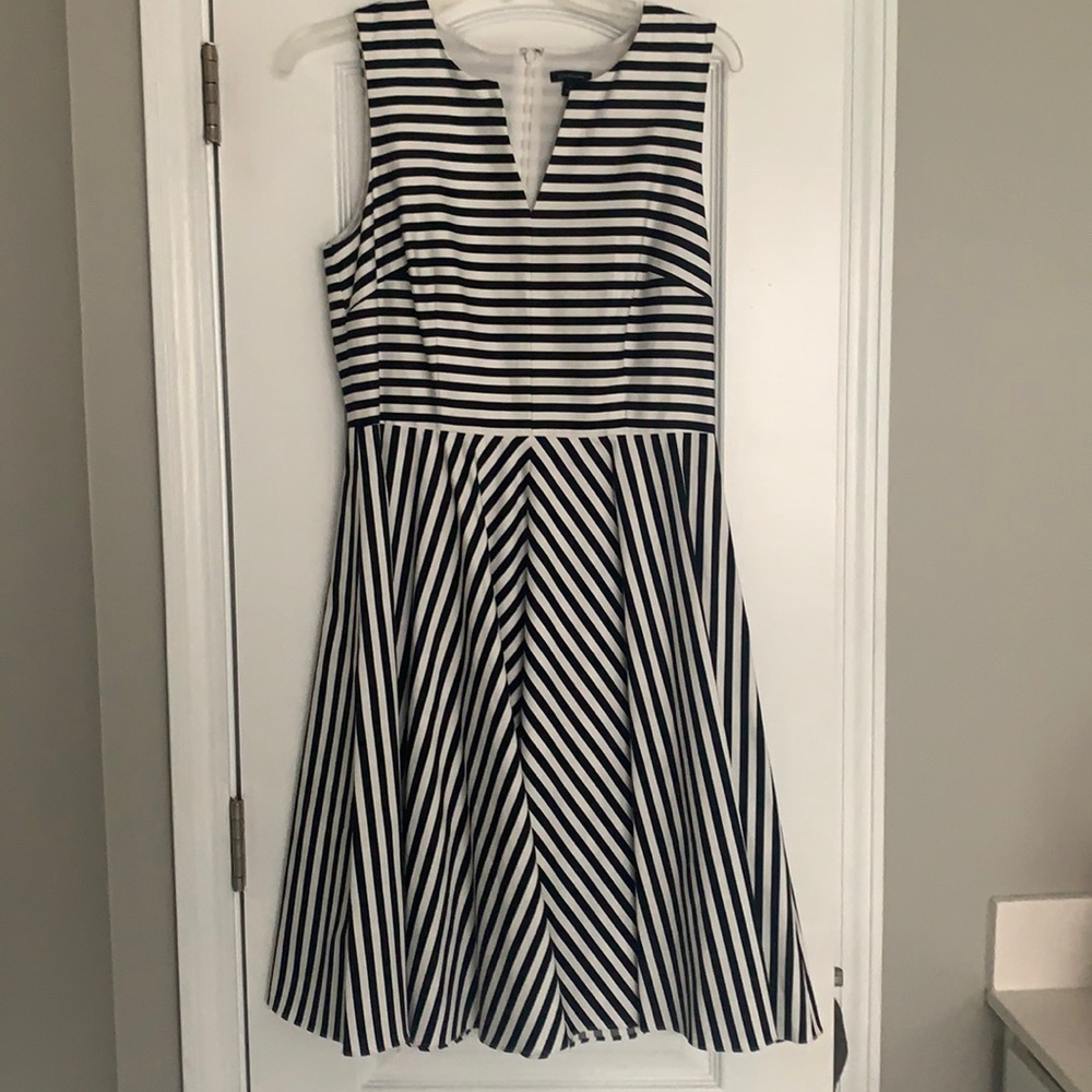 Ann Taylor black & white striped dress
